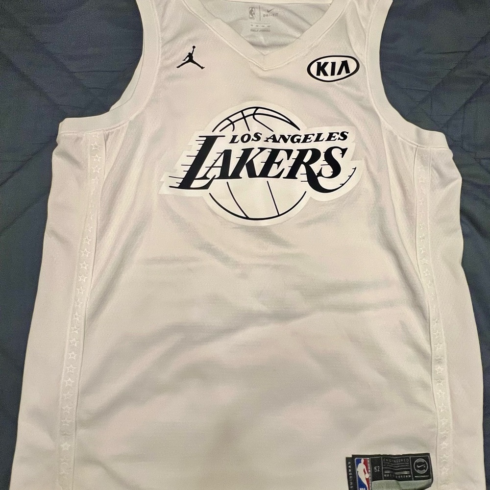 Jordan White Los Angeles Lakers Kobe Bryant Jersey with Black Logo